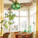 42-in W Sable LED Indoor Green Textured Glass and Gold Metal Ceiling Fan with Light Kit and Remote