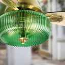 42-in W Sable LED Indoor Green Textured Glass and Gold Metal Ceiling Fan with Light Kit and Remote