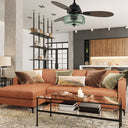42" W Cecile LED Indoor Hand-Blown Seafoam Green Glass Shade with Dot Texture Ceiling Fan with Remote Control