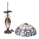 24.5" H Victorian Ivory Dome Shade Double Lit Tiffany-Style Stained Glass Table Lamp