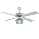 Eva River of Goods Remote Controlled Ribbed Green Sea Glass Shaded 1-Light 52-Inch Ceiling Fan
