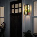River of Goods Green Stained Glass and Black Satin Rectangular 1-Light Outdoor Wall Sconce