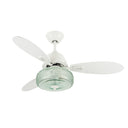 42" W Cecile LED Indoor White Ceiling Fan with Hand-Blown Seafoam Green Glass Shade with Remote Control