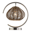 13.75"H Brushed Nickel Iron Table Lamp with Rattan Shade