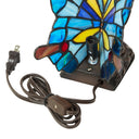 9"H Tiffany Stained Glass Flying Butterfly Accent Lamp