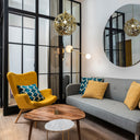 16" W Jillian Industrial Abstract Gold Metal Globe Shade Pendant Light