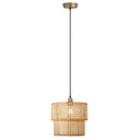12" W 1-Light Alvero Metal and Rattan Pendant