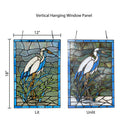 River of Goods 18-Inch Majestic Crane Stained Glass Window Panel