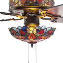 52"W LED Tiffany Style Stained Glass Magna Carta Ceiling Fan with Remote Control
