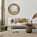 30.5" Dashley Round Wood and Glass Wall Mirror