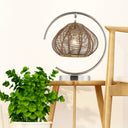 13.75"H Brushed Nickel Iron Table Lamp with Rattan Shade