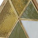 11" H Stained Glass Triangle Shade Wood Base Accent Lamp