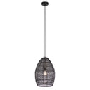 Alessia River of Goods Black Metal Cone-Shaped Woven Pendant Lamp