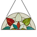 10" H Floral Geometric Stained Glass Window Panel