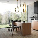 20" H Modern Brushed Gold Oval Shade Pendant