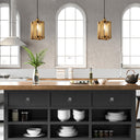 5" Maxine Brushed Gold Metal Pendant Light with Wood Shade