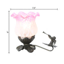 6"H Handpainted Frosted Glass Cherub Flower Tulip Accent Lamp - Pink/White