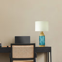 26" H Coco Glass and Mango Wood Table Lamp
