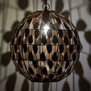 16" W Abby Glam Gold Globe Shade Pendant Light with Oval Metal Cutouts