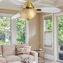 42" W LED Indoor Gold and White Mosaic Glass Ceiling Fan with Remote Control