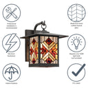 River of Goods Red Stained Glass and Oil Rubbed Bronze 1-Light Outdoor Lantern Wall Sconce