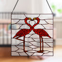 12.5" H Flamingos Stained Glass Window Panel