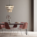 17" W Sabrina Glam Copper, Silver, and Black Drum Shade Pendant Light with Mercury Glass Hanging Accents