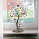 25" H Phylicia Multicolored Dome Shaped Stained Glass Table Lamp with Novelty Base