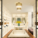 10.125"H Xander Mixed-Material Drum Shade Ceiling Light