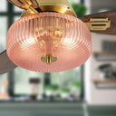 42-in W Sable LED Indoor Pink Ribbed Glass and Gold Metal Ceiling Fan with Remote