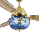 42" W Cecily LED Indoor Blue Swirl Hand-Cut Glass Gold Ceiling Fan with Remote Control