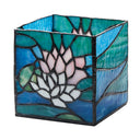 4.75" W Blue Pond Lily Stained Glass Candle Holder