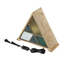 11" H Stained Glass Triangle Shade Wood Base Accent Lamp