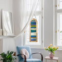 36" H Oversized Geometric Stained Glass Window Panel