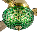 42" W Brynn LED Indoor Green Hand-Cut Glass Globe Shade Ceiling Fan with Remote Control