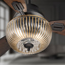 42" W Braxton LED Indoor Clear and Gold Glass Ceiling Fan with Barnwood/Black Blades, Remote Control