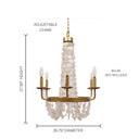 27.5"H Brushed Gold + Capiz Shell Candelabra Plug-in and Hardwire 6-Arm Chandelier