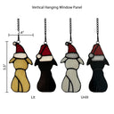 5.5” White & Black Pups in Hats Stained Glass Window Panel