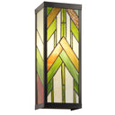 River of Goods Green Stained Glass and Black Satin Rectangular 1-Light Outdoor Wall Sconce