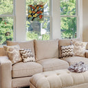 12" H Leaves in Autumn Stained Glass Window Panel