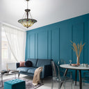 24" W Delilah Traditional Multicolor Stained Glass Bowl Shade Pendant