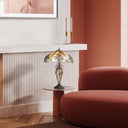 24.5" H Halston Double Lit Amber Bowl Shade Stained Glass Table Lamp