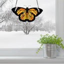 6.5"H Yellow & Orange Butterfly Stained Glass Window Panel