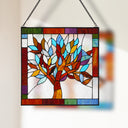 18"H Tiffany Style Stained Glass Mystical World Tree Window Panel