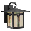 11.75"H Prairie 1-Light Stained Glass Black Outdoor Light Fixture