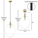 20" H Modern Brushed Gold Oval Shade Pendant