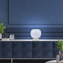 13" H Nautical White/Blue Globe Shade Stacked Base Accent Lamp