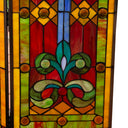 28"H Stained Glass Fleur de Lis Fireplace Screen