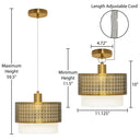 11.125"W 2-Piece Shade Pendant Adjustable Light