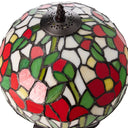 17" H Genevieve Red Flowers Stained Glass Candlestick Table Lamp